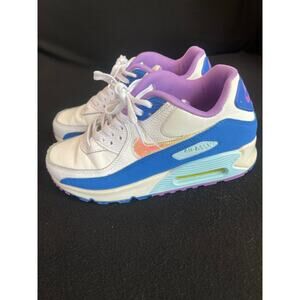 Nike Air Max 90 Easter Athletic Sneakers Low Top Size 8 White Blue CT3623-100